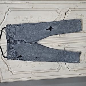 Paige Mens Lennox Straight Leg Ripped Acid Wash Grey Jeans Sz 38